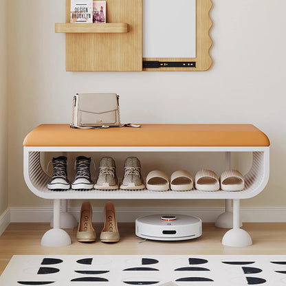 Contemporary Nordic Rectangular Iron PU Leather Sponge Shoe Bench Backless Armless For Entryway