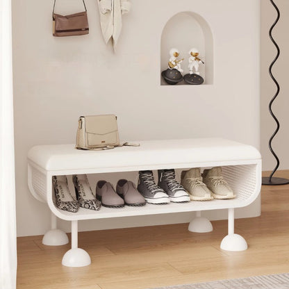Contemporary Nordic Rectangular Iron PU Leather Sponge Shoe Bench Backless Armless For Entryway