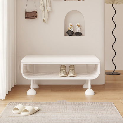 Contemporary Nordic Rectangular Iron PU Leather Sponge Shoe Bench Backless Armless For Entryway