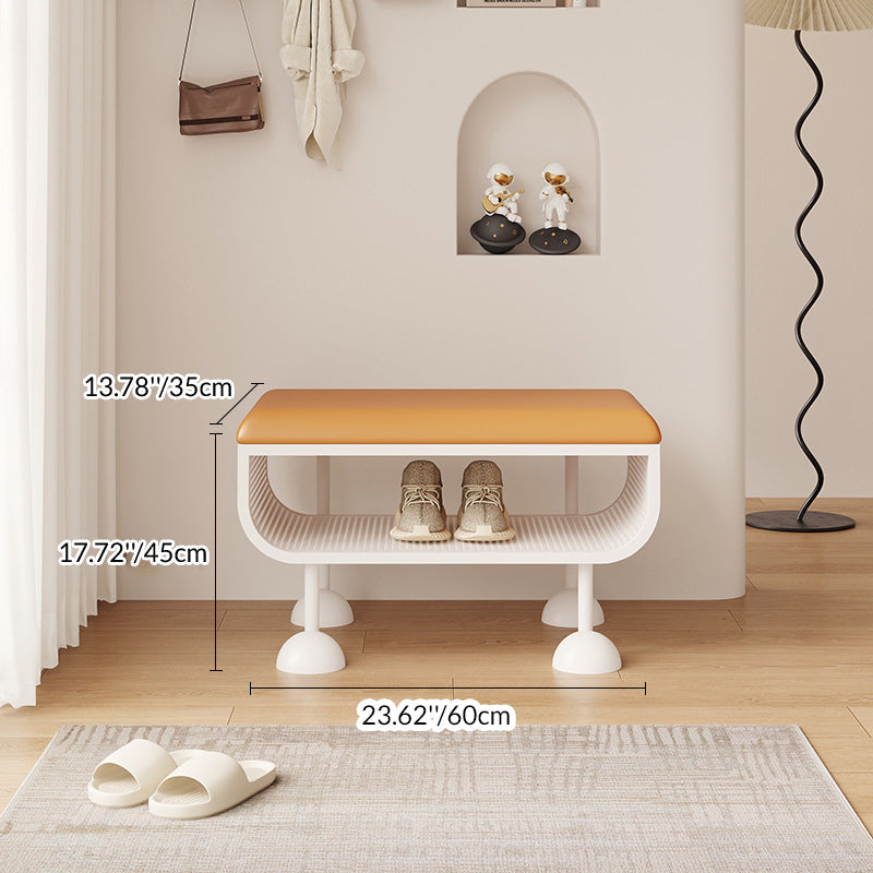 Contemporary Nordic Rectangular Iron PU Leather Sponge Shoe Bench Backless Armless For Entryway
