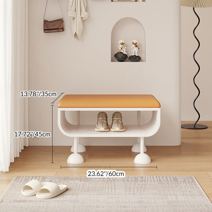 Contemporary Nordic Rectangular Iron PU Leather Sponge Shoe Bench Backless Armless For Entryway