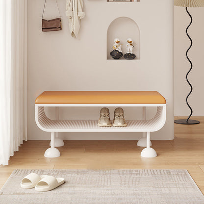 Contemporary Nordic Rectangular Iron PU Leather Sponge Shoe Bench Backless Armless For Entryway