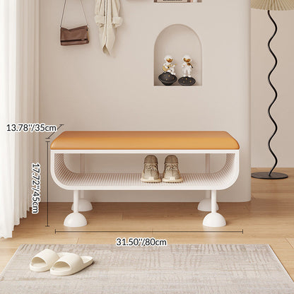 Contemporary Nordic Rectangular Iron PU Leather Sponge Shoe Bench Backless Armless For Entryway