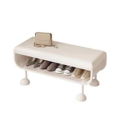 Contemporary Nordic Rectangular Iron PU Leather Sponge Shoe Bench Backless Armless For Entryway