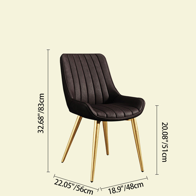 Modern Minimalist Rectangular Iron Faux Leather Sponge Dining Chair Backrest Armless For Dining Room