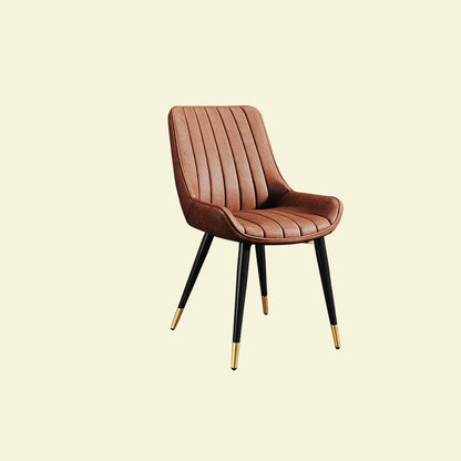 Modern Minimalist Rectangular Iron Faux Leather Sponge Dining Chair Backrest Armless For Dining Room