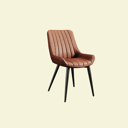 Modern Minimalist Rectangular Iron Faux Leather Sponge Dining Chair Backrest Armless For Dining Room