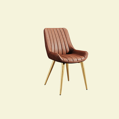 Modern Minimalist Rectangular Iron Faux Leather Sponge Dining Chair Backrest Armless For Dining Room