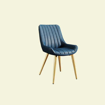 Modern Minimalist Rectangular Iron Faux Leather Sponge Dining Chair Backrest Armless For Dining Room