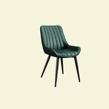 Modern Minimalist Rectangular Iron Faux Leather Sponge Dining Chair Backrest Armless For Dining Room
