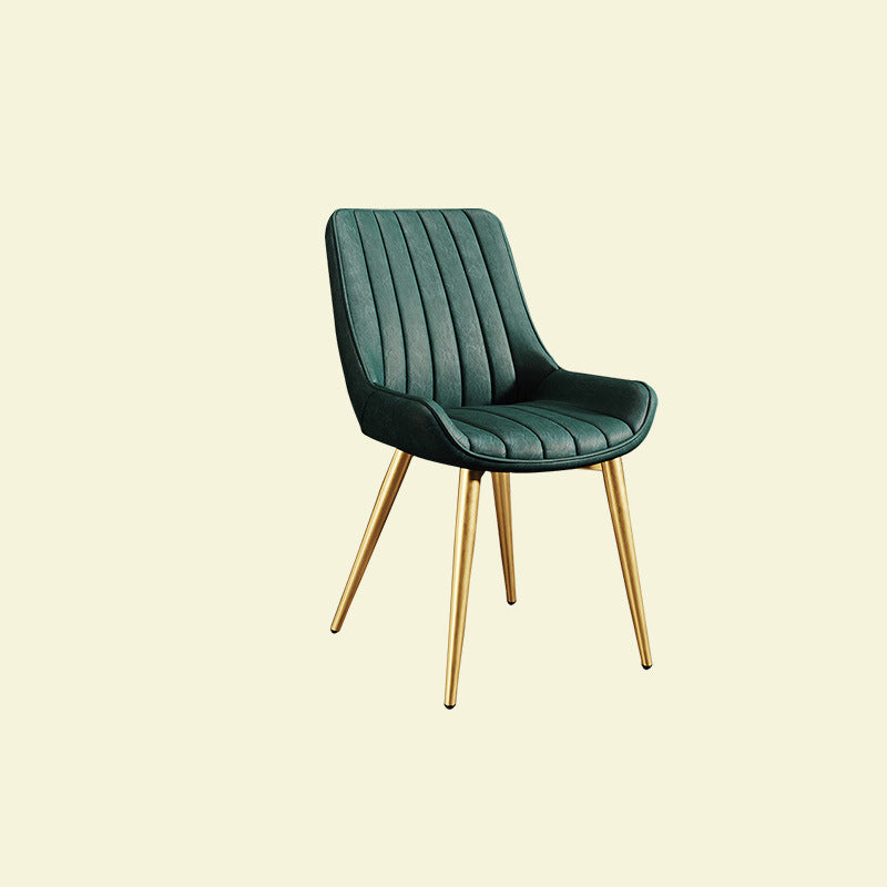 Modern Minimalist Rectangular Iron Faux Leather Sponge Dining Chair Backrest Armless For Dining Room