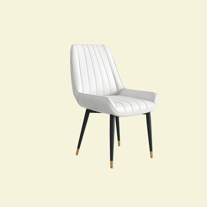 Modern Minimalist Rectangular Iron Faux Leather Sponge Dining Chair Backrest Armless For Dining Room