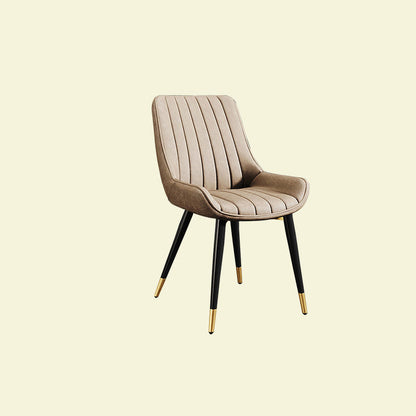 Modern Minimalist Rectangular Iron Faux Leather Sponge Dining Chair Backrest Armless For Dining Room