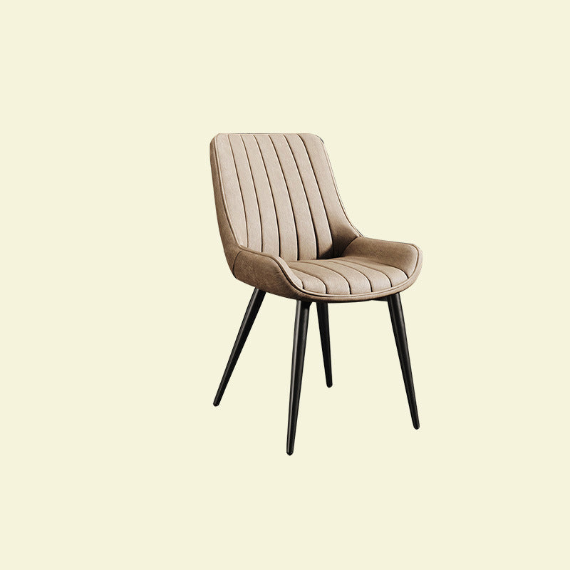 Modern Minimalist Rectangular Iron Faux Leather Sponge Dining Chair Backrest Armless For Dining Room