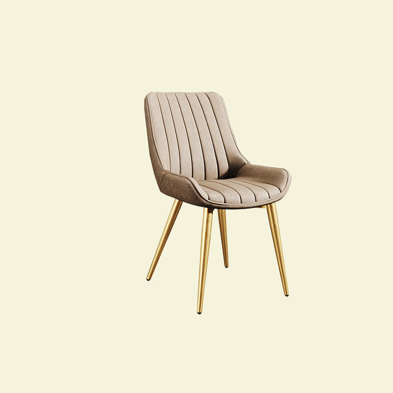 Modern Minimalist Rectangular Iron Faux Leather Sponge Dining Chair Backrest Armless For Dining Room