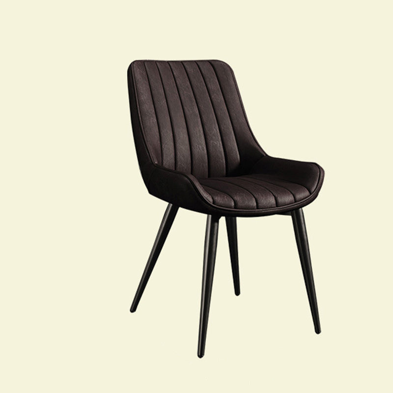 Modern Minimalist Rectangular Iron Faux Leather Sponge Dining Chair Backrest Armless For Dining Room