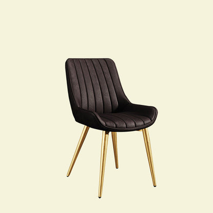 Modern Minimalist Rectangular Iron Faux Leather Sponge Dining Chair Backrest Armless For Dining Room