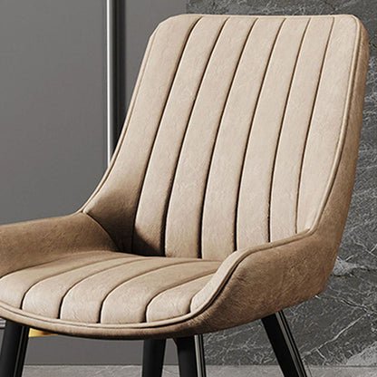 Modern Minimalist Rectangular Iron Faux Leather Sponge Dining Chair Backrest Armless For Dining Room