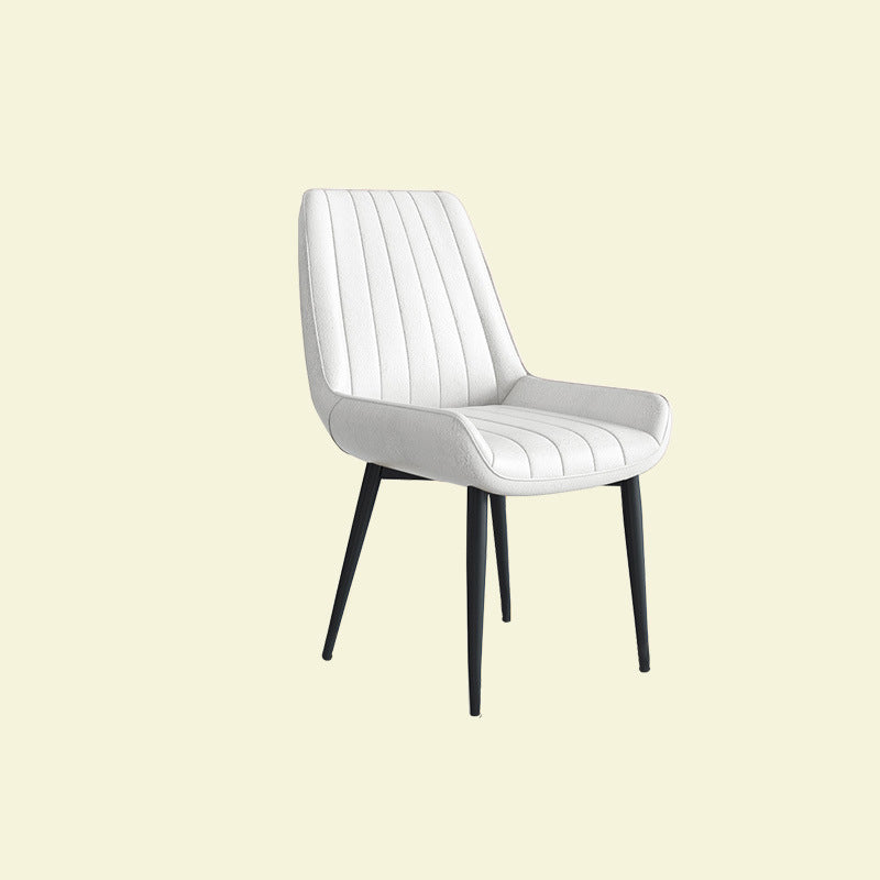Modern Minimalist Rectangular Iron Faux Leather Sponge Dining Chair Backrest Armless For Dining Room