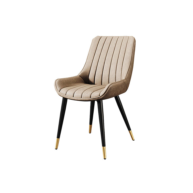 Modern Minimalist Rectangular Iron Faux Leather Sponge Dining Chair Backrest Armless For Dining Room