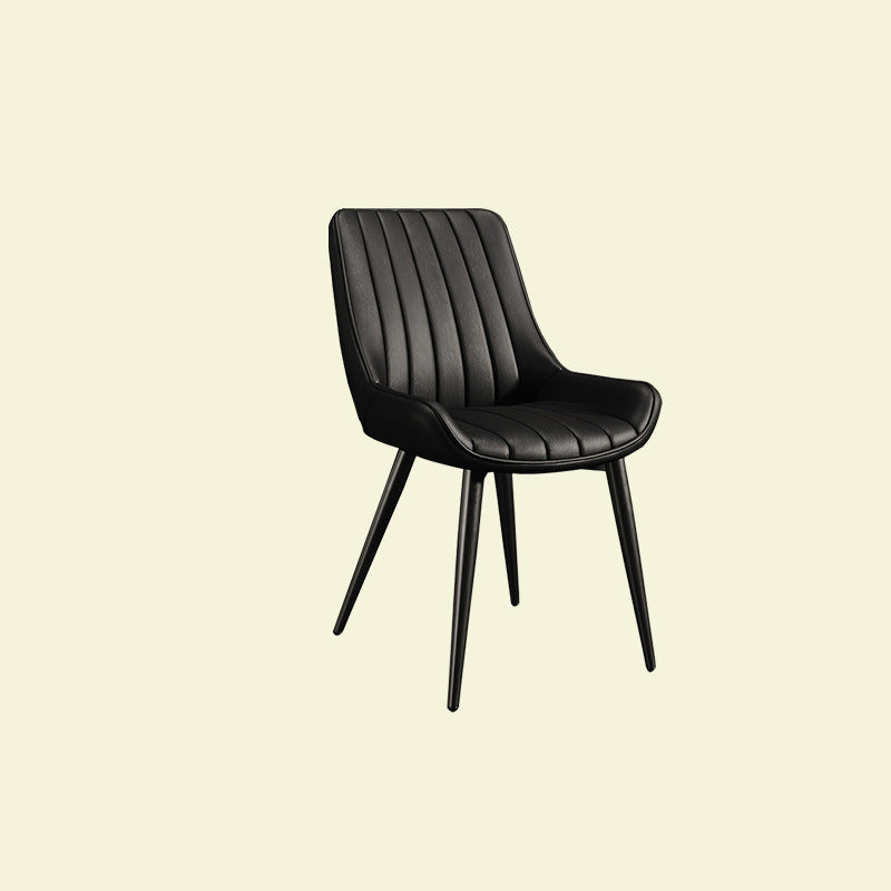 Modern Minimalist Rectangular Iron Faux Leather Sponge Dining Chair Backrest Armless For Dining Room