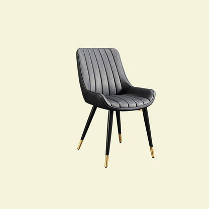 Modern Minimalist Rectangular Iron Faux Leather Sponge Dining Chair Backrest Armless For Dining Room
