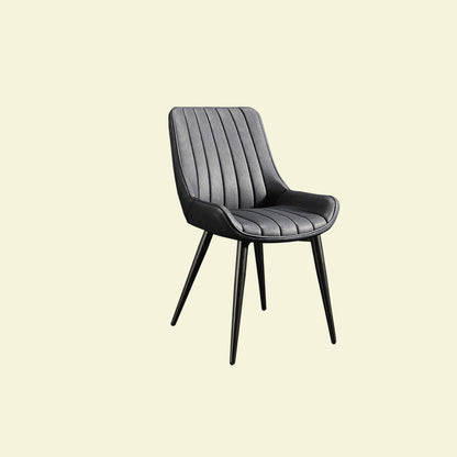 Modern Minimalist Rectangular Iron Faux Leather Sponge Dining Chair Backrest Armless For Dining Room