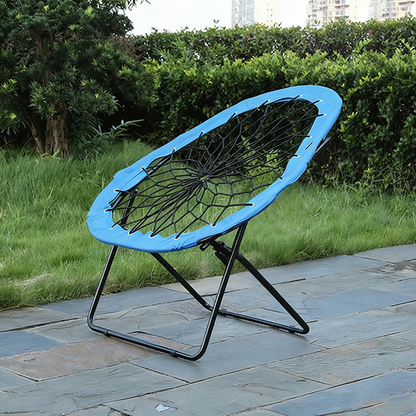 Modern Minimalist Foldable Round Steel Pipe Oxford Fabric Nylon Rope Weaving Portable Camping Chair Backrest Armless For Garden