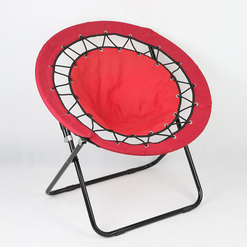 Modern Minimalist Foldable Round Steel Pipe Oxford Fabric Nylon Rope Weaving Portable Camping Chair Backrest Armless For Garden