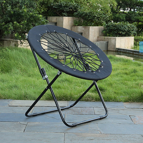 Modern Minimalist Foldable Round Steel Pipe Oxford Fabric Nylon Rope Weaving Portable Camping Chair Backrest Armless For Garden