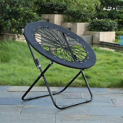 Modern Minimalist Foldable Round Steel Pipe Oxford Fabric Nylon Rope Weaving Portable Camping Chair Backrest Armless For Garden