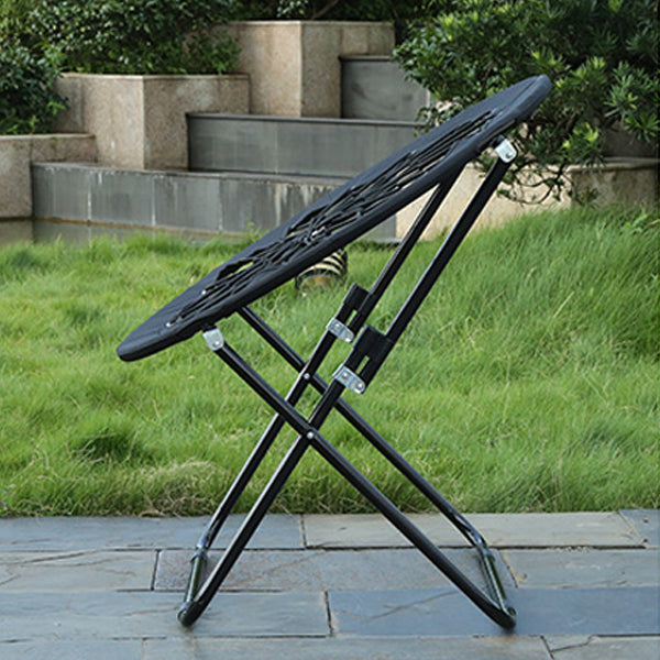 Modern Minimalist Foldable Round Steel Pipe Oxford Fabric Nylon Rope Weaving Portable Camping Chair Backrest Armless For Garden