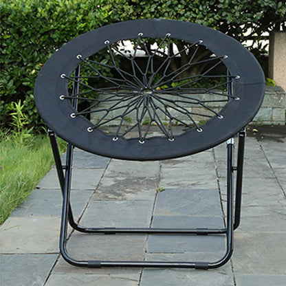 Modern Minimalist Foldable Round Steel Pipe Oxford Fabric Nylon Rope Weaving Portable Camping Chair Backrest Armless For Garden