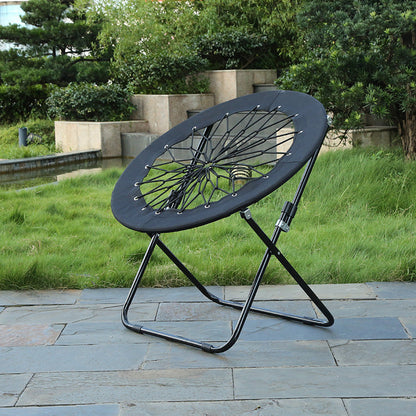 Modern Minimalist Foldable Round Steel Pipe Oxford Fabric Nylon Rope Weaving Portable Camping Chair Backrest Armless For Garden