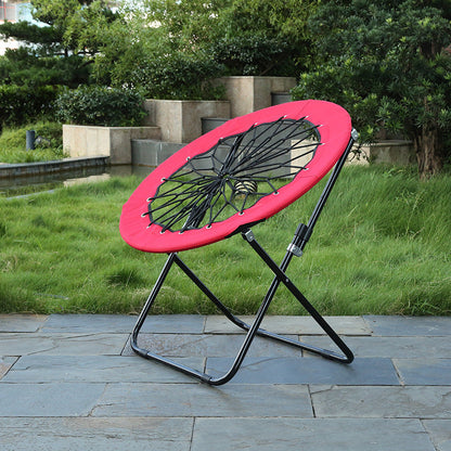 Modern Minimalist Foldable Round Steel Pipe Oxford Fabric Nylon Rope Weaving Portable Camping Chair Backrest Armless For Garden
