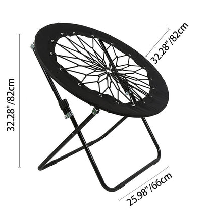 Modern Minimalist Foldable Round Steel Pipe Oxford Fabric Nylon Rope Weaving Portable Camping Chair Backrest Armless For Garden