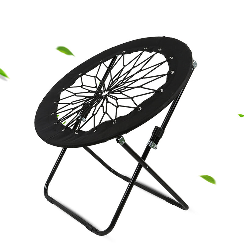Modern Minimalist Foldable Round Steel Pipe Oxford Fabric Nylon Rope Weaving Portable Camping Chair Backrest Armless For Garden