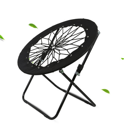 Modern Minimalist Foldable Round Steel Pipe Oxford Fabric Nylon Rope Weaving Portable Camping Chair Backrest Armless For Garden