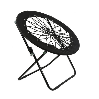 Modern Minimalist Foldable Round Steel Pipe Oxford Fabric Nylon Rope Weaving Portable Camping Chair Backrest Armless For Garden