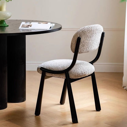 Traditional Vintage Arc Soft Fluffy Carbon Steel Snowflake Velvet Sponge Dining Chair Backrest Armless For Dining Room
