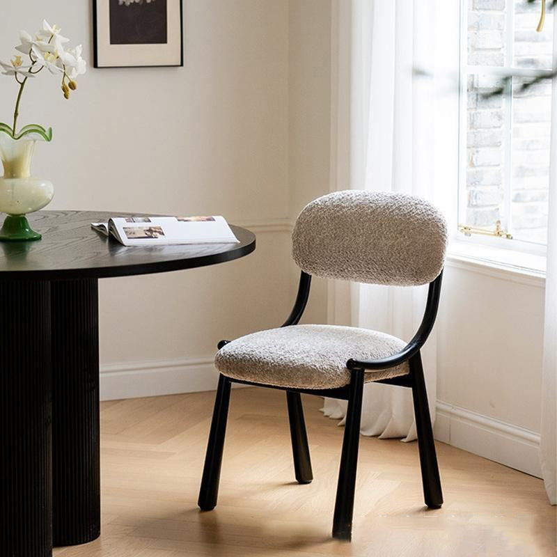 Traditional Vintage Arc Soft Fluffy Carbon Steel Snowflake Velvet Sponge Dining Chair Backrest Armless For Dining Room