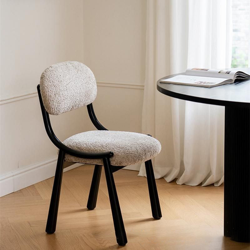 Traditional Vintage Arc Soft Fluffy Carbon Steel Snowflake Velvet Sponge Dining Chair Backrest Armless For Dining Room