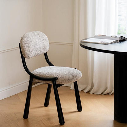 Traditional Vintage Arc Soft Fluffy Carbon Steel Snowflake Velvet Sponge Dining Chair Backrest Armless For Dining Room
