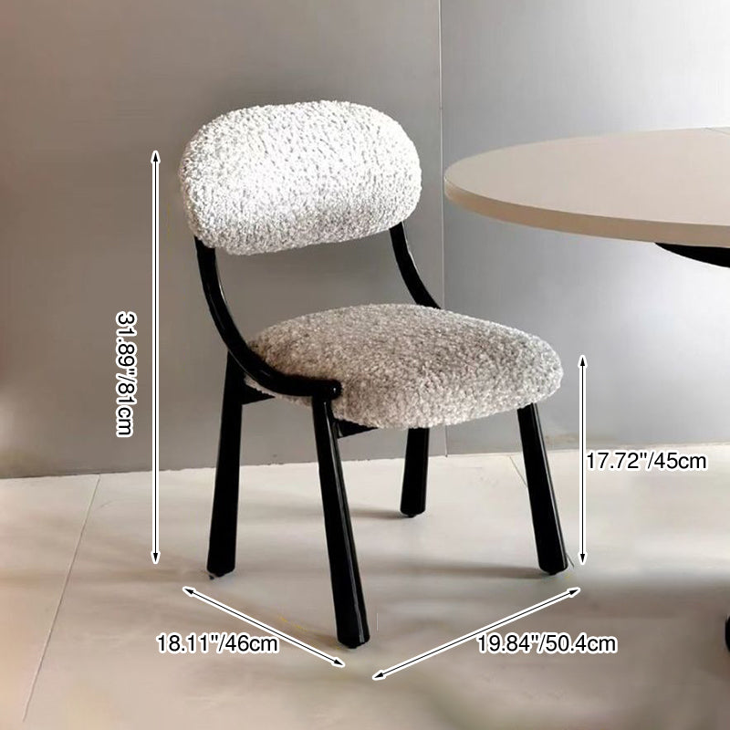 Traditional Vintage Arc Soft Fluffy Carbon Steel Snowflake Velvet Sponge Dining Chair Backrest Armless For Dining Room
