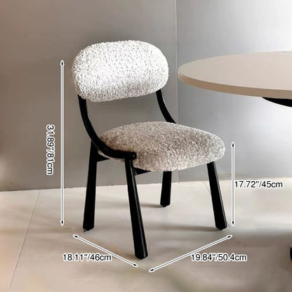 Traditional Vintage Arc Soft Fluffy Carbon Steel Snowflake Velvet Sponge Dining Chair Backrest Armless For Dining Room