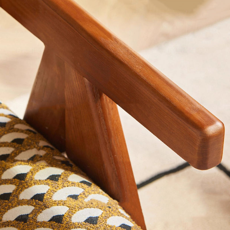 Traditional Rustic Rectangular Ash Wood Plywood Fabric Sponge Bench Backrest Armrest For Living Room