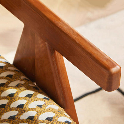 Traditional Rustic Rectangular Ash Wood Plywood Fabric Sponge Bench Backrest Armrest For Living Room