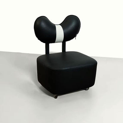 Contemporary Creative Cashew Nuts Square Pine Wood Faux Leather Sponge Movable Kids Low Stool Backrest Armless For Living Room