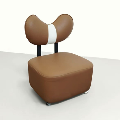 Contemporary Creative Cashew Nuts Square Pine Wood Faux Leather Sponge Movable Kids Low Stool Backrest Armless For Living Room