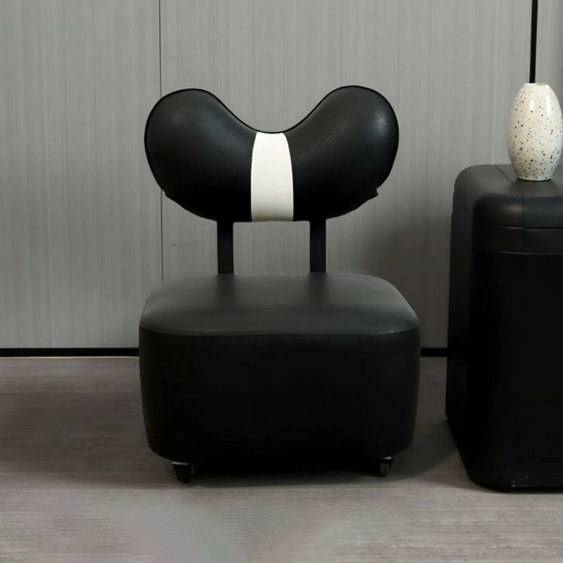 Contemporary Creative Cashew Nuts Square Pine Wood Faux Leather Sponge Movable Kids Low Stool Backrest Armless For Living Room
